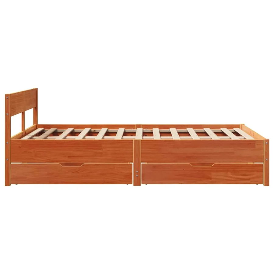 Cadre de lit sans matelas cire marron 120x200cm bois pin massif - 7