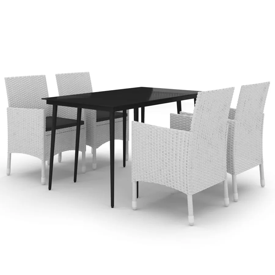 Ensemble à manger de jardin coussins 5 pcs Résine tressée Verre - 2