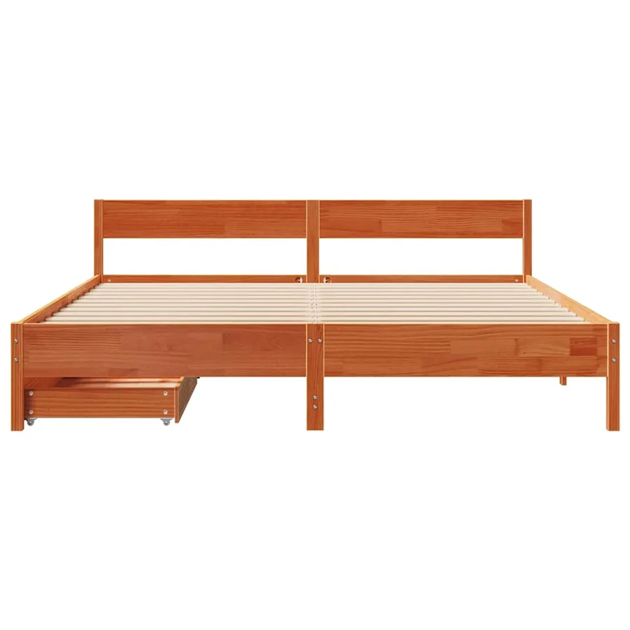 Cadre de lit sans matelas cire marron 180x200cm bois pin massif - 4