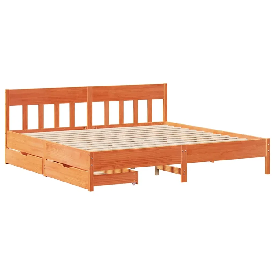 Cadre de lit sans matelas cire marron 180x200cm bois pin massif - 3