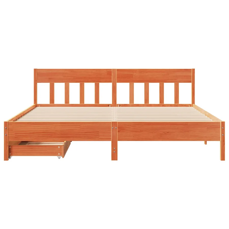 Cadre de lit sans matelas cire marron 180x200cm bois pin massif - 4