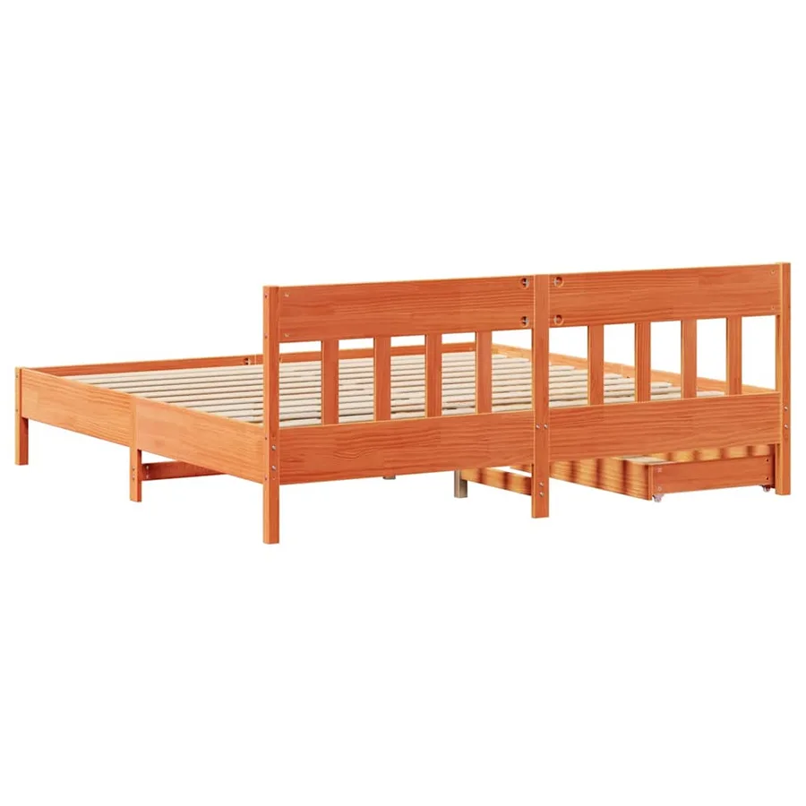 Cadre de lit sans matelas cire marron 180x200cm bois pin massif - 8