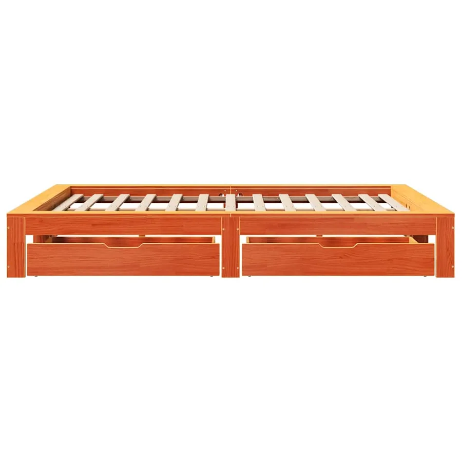 Cadre de lit sans matelas cire marron 140x200cm bois pin massif - 7