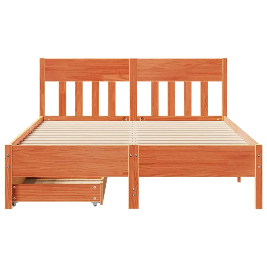 Cadre de lit sans matelas cire marron 120x200cm bois pin massif - 4