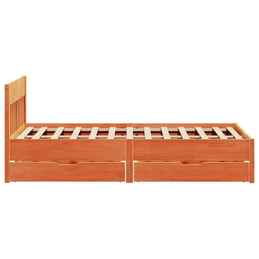 Cadre de lit sans matelas cire marron 120x200cm bois pin massif - 7