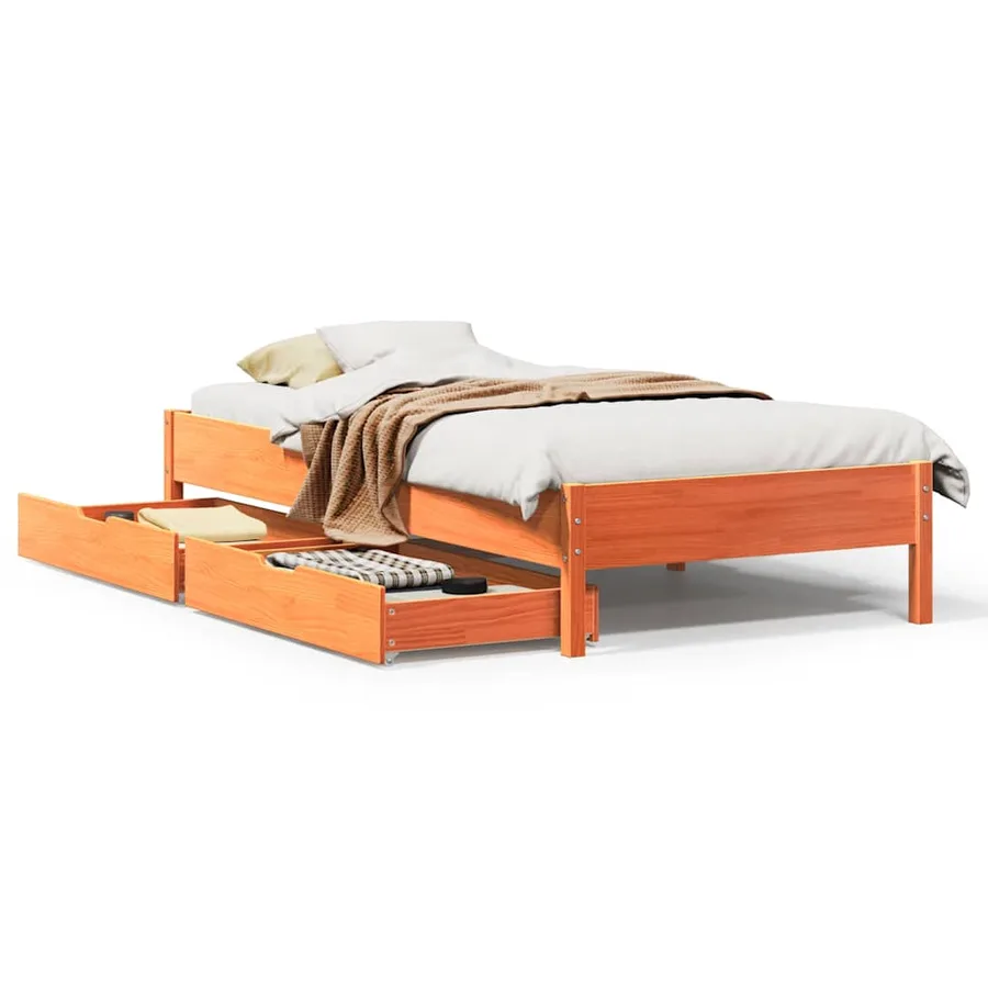 Cadre de lit sans matelas cire marron 90x200 cm bois pin massif - 2