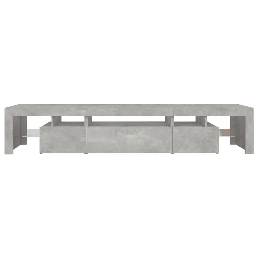 Meuble TV avec lumières LED Gris béton 215x36,5x40 cm - 9