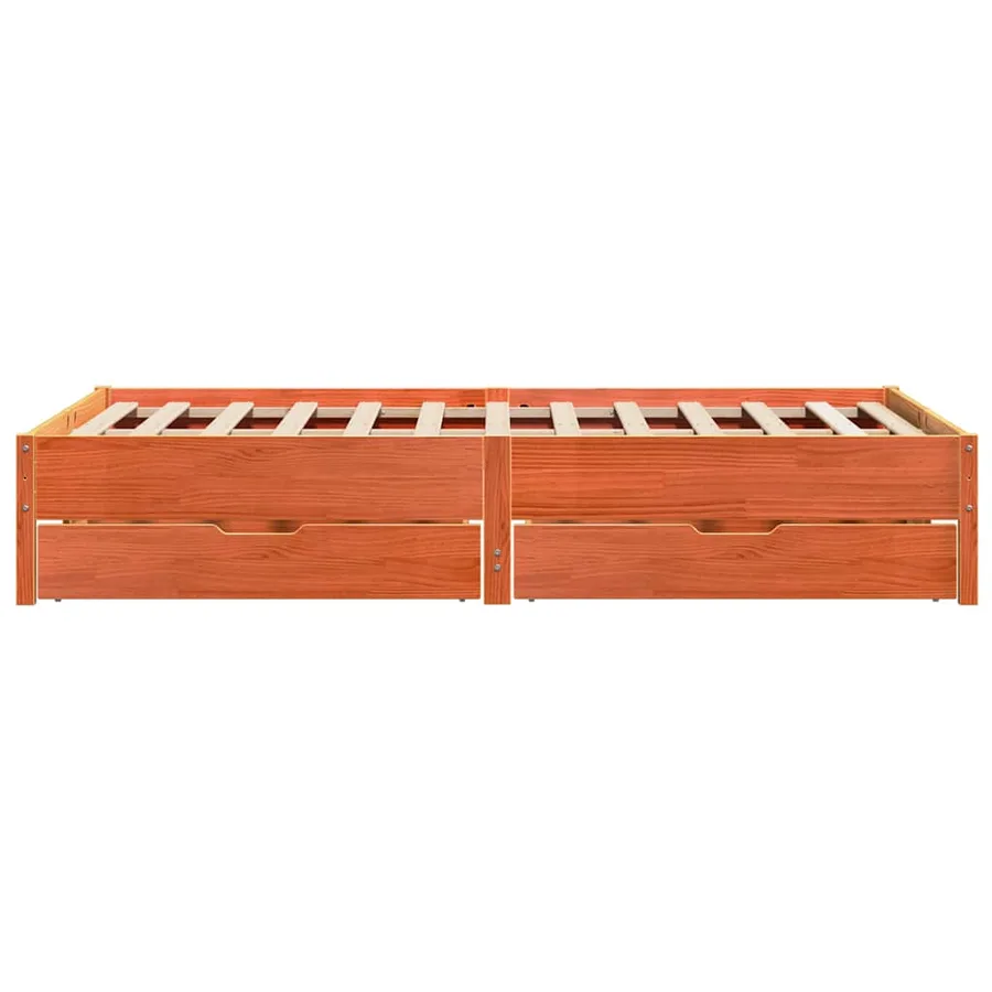 Cadre de lit sans matelas cire marron 150x200cm bois pin massif - 7