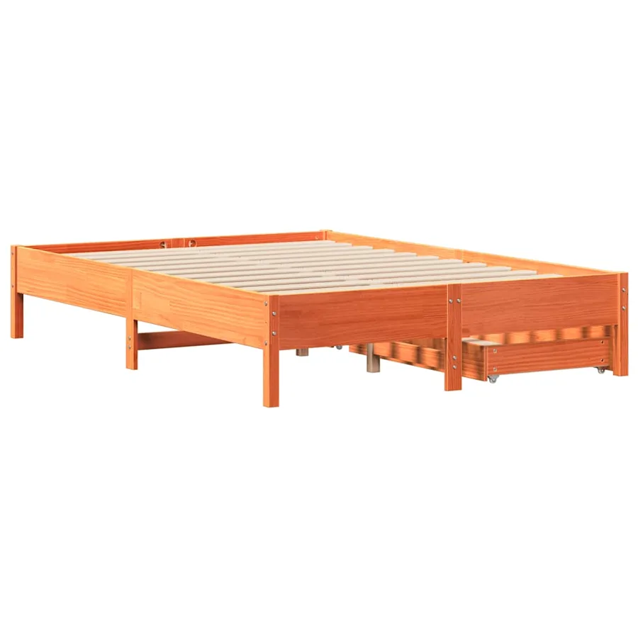 Cadre de lit sans matelas cire marron 150x200cm bois pin massif - 8