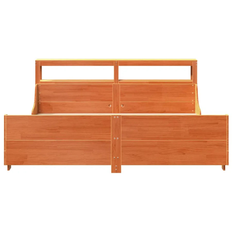 Cadre de lit sans matelas cire marron 200x200cm bois pin massif - 4