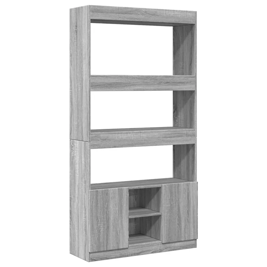 Buffet haut sonoma gris 92x33x180 cm bois d'ingénierie - 2