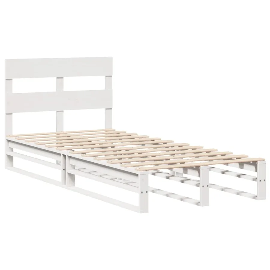 Cadre de lit sans matelas blanc 75x190 cm bois de pin massif - 3