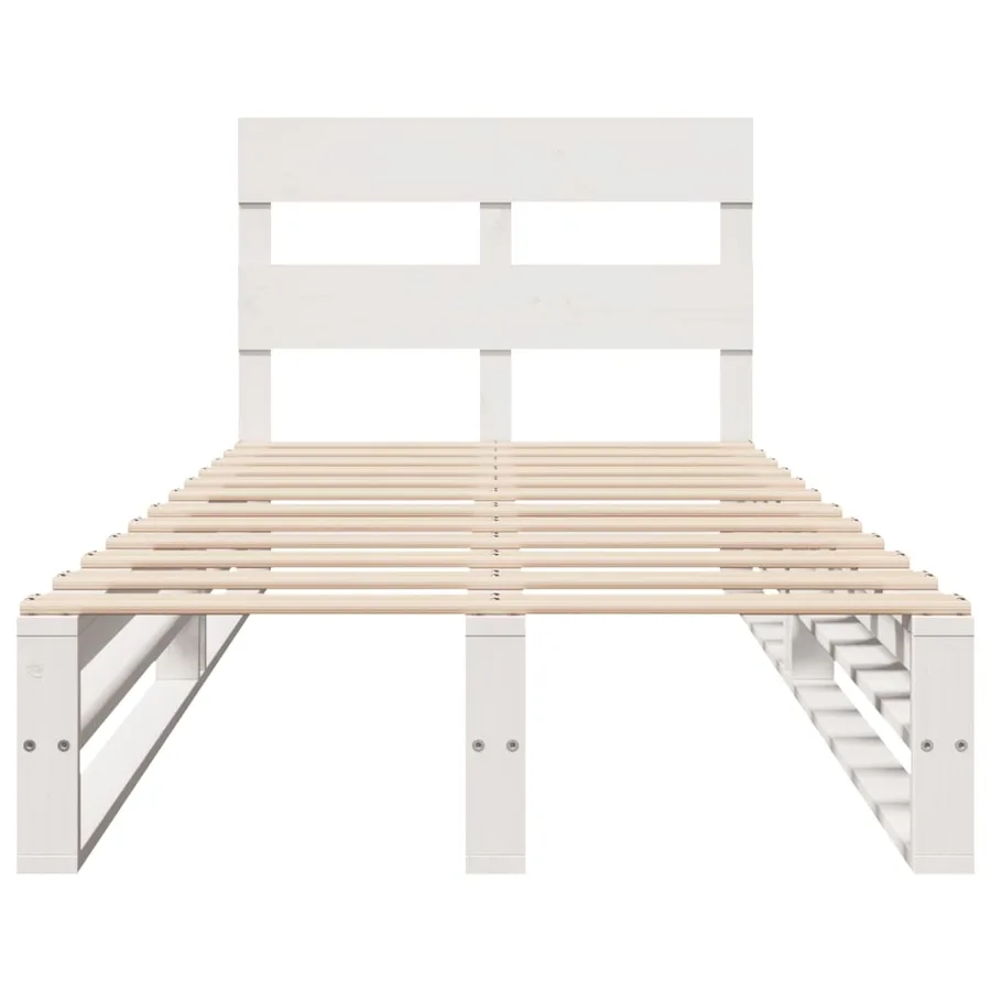Cadre de lit sans matelas blanc 75x190 cm bois de pin massif - 4
