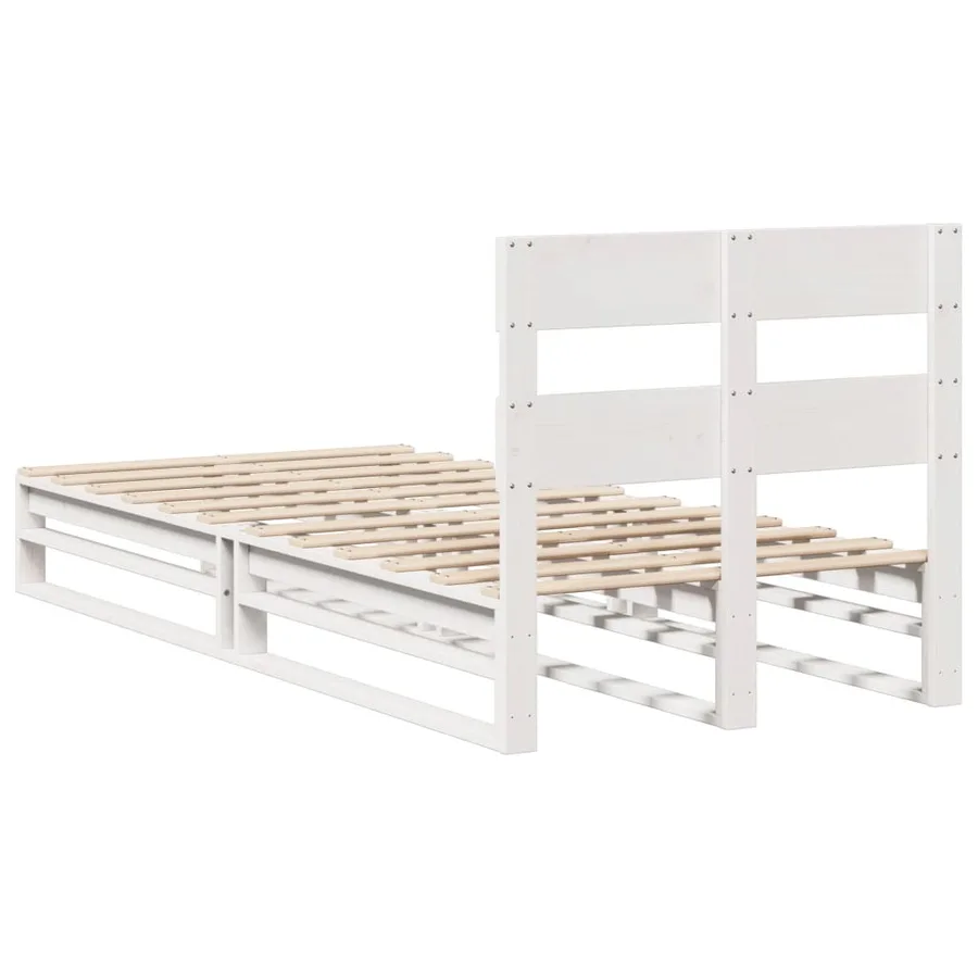Cadre de lit sans matelas blanc 75x190 cm bois de pin massif - 8