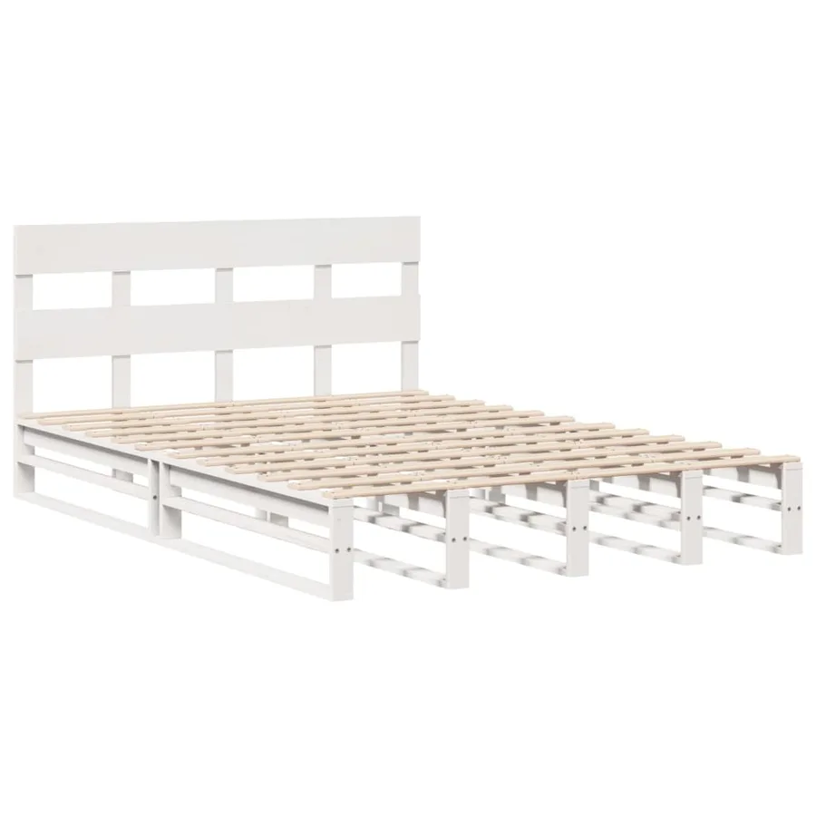 Cadre de lit sans matelas blanc 160x200 cm bois de pin massif - 3