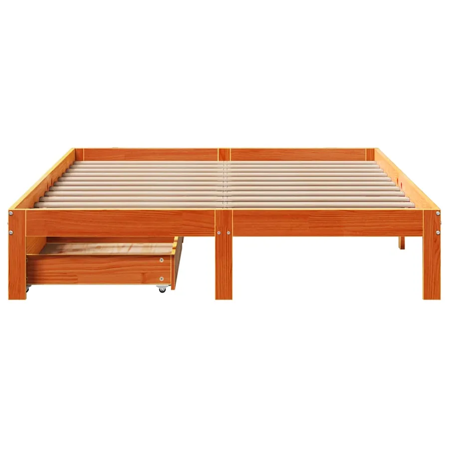 Cadre de lit avec tiroirs sans matelas cire marron 120x190 cm - 4
