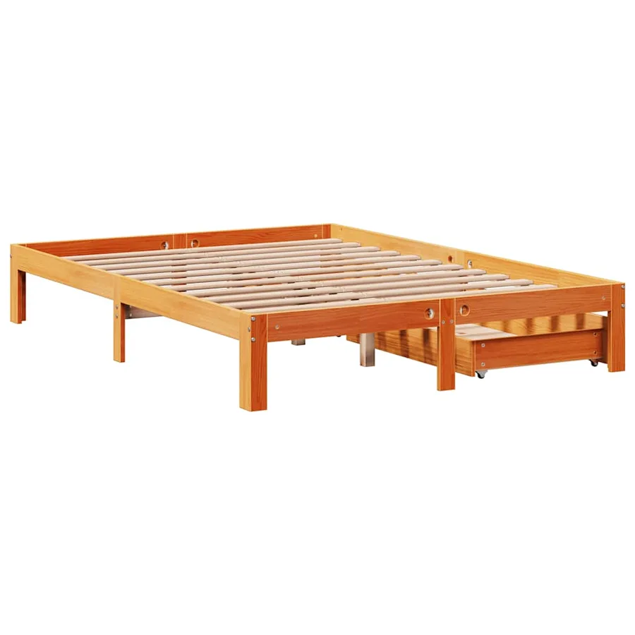 Cadre de lit avec tiroirs sans matelas cire marron 120x190 cm - 8