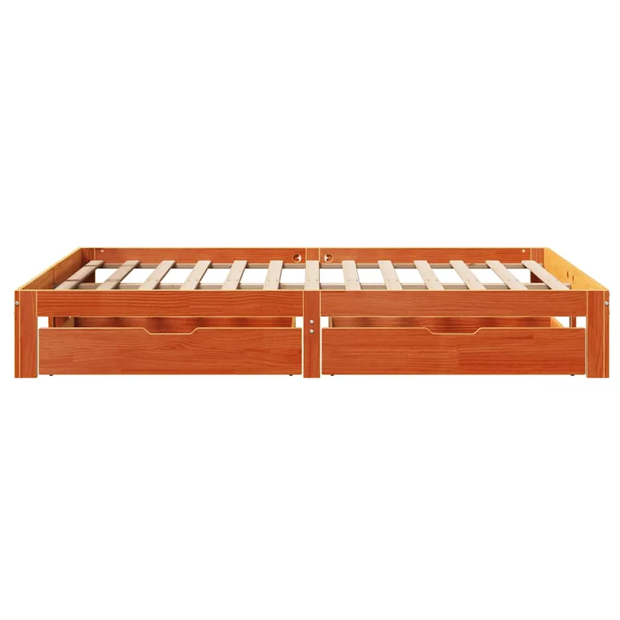 Cadre de lit avec tiroirs sans matelas cire marron 140x190 cm - 7