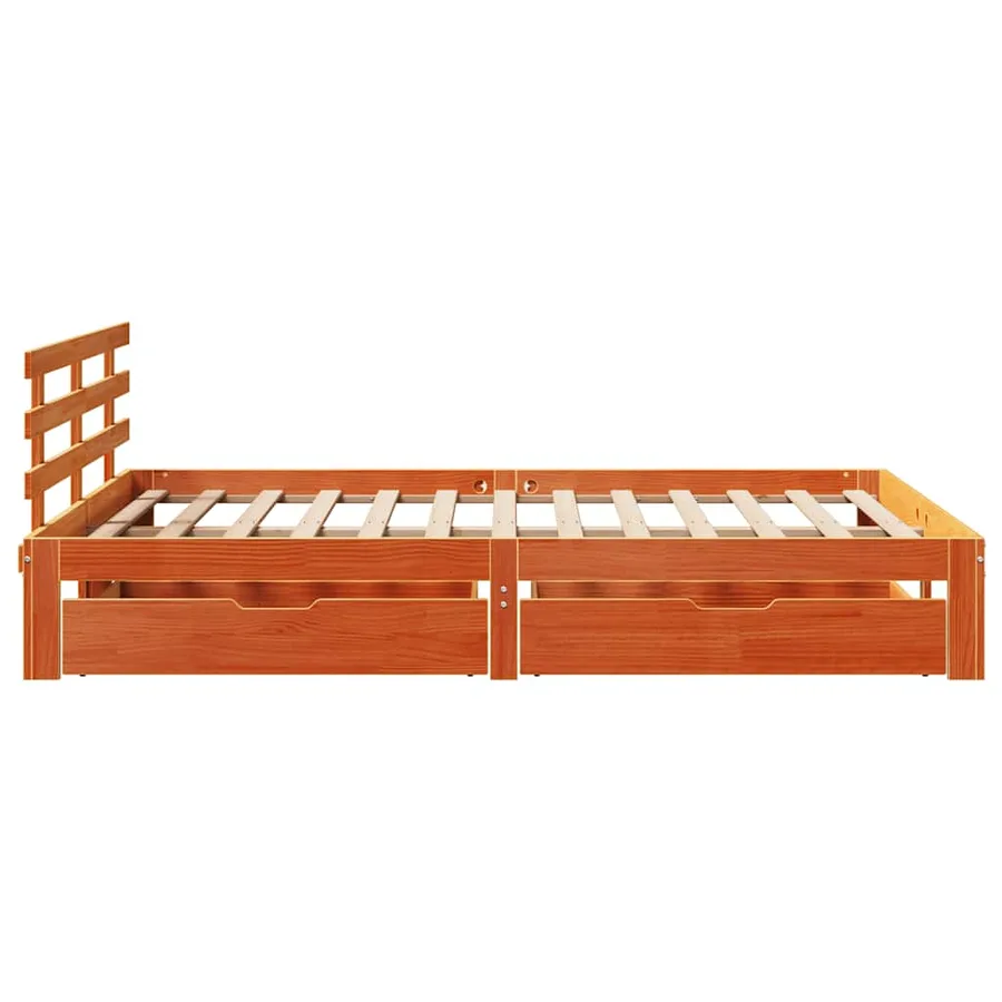 Cadre de lit avec tiroirs sans matelas cire marron 140x190 cm - 7
