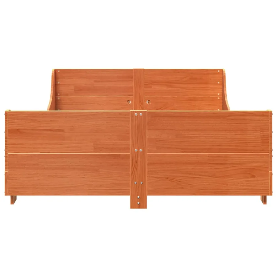 Cadre de lit sans matelas cire marron 140x200cm bois pin massif - 4