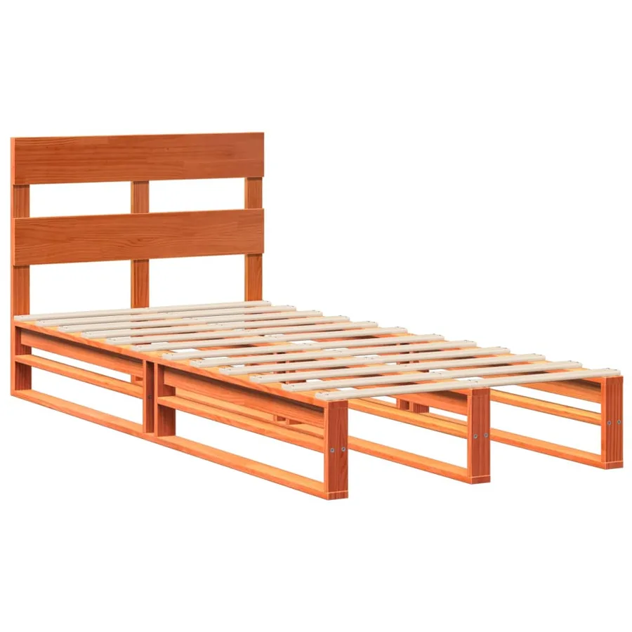 Cadre de lit sans matelas cire marron 90x200 cm bois pin massif - 3