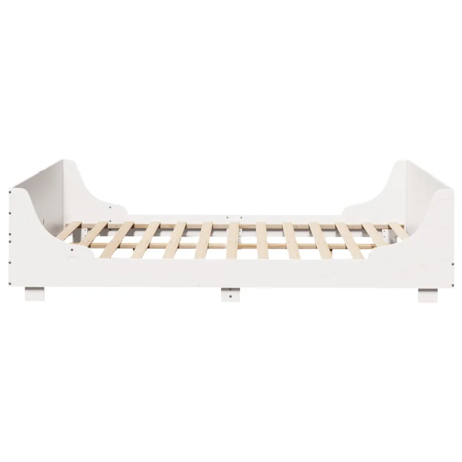Cadre de lit sans matelas blanc 140x190 cm bois de pin massif - 5