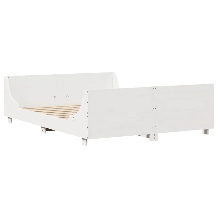 Cadre de lit sans matelas blanc 140x190 cm bois de pin massif - 6