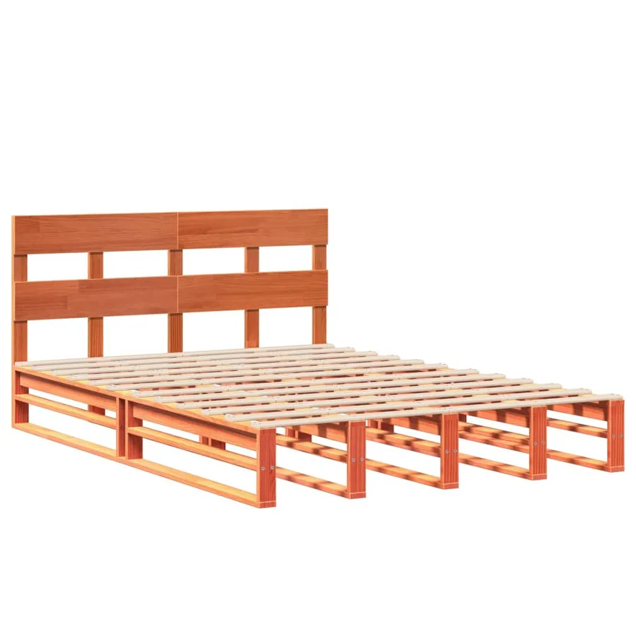 Cadre de lit sans matelas cire marron 150x200cm bois pin massif - 3