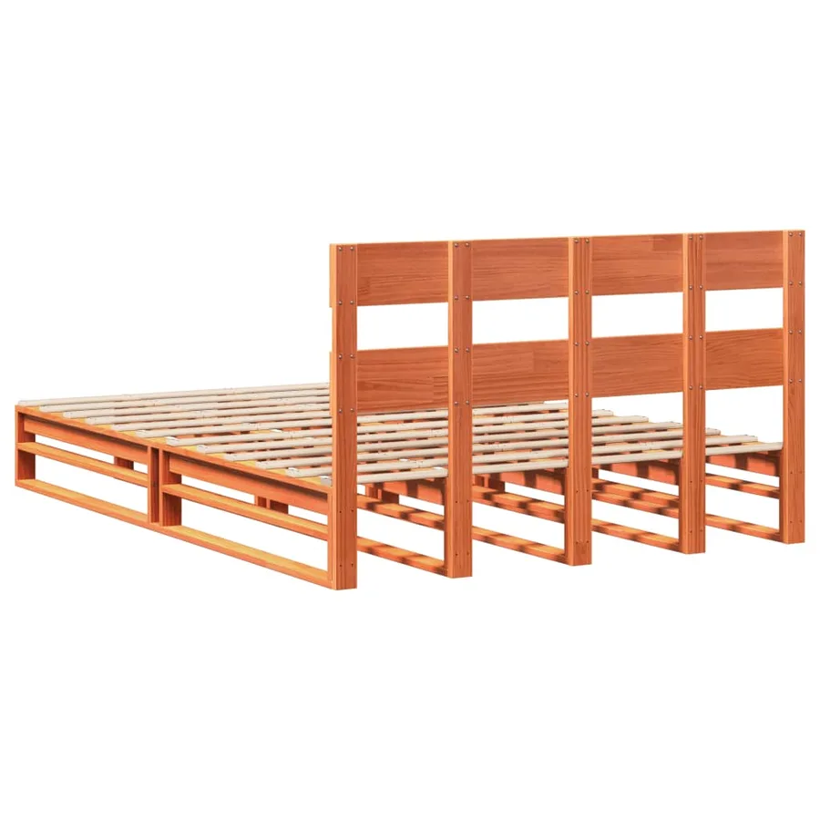 Cadre de lit sans matelas cire marron 150x200cm bois pin massif - 8