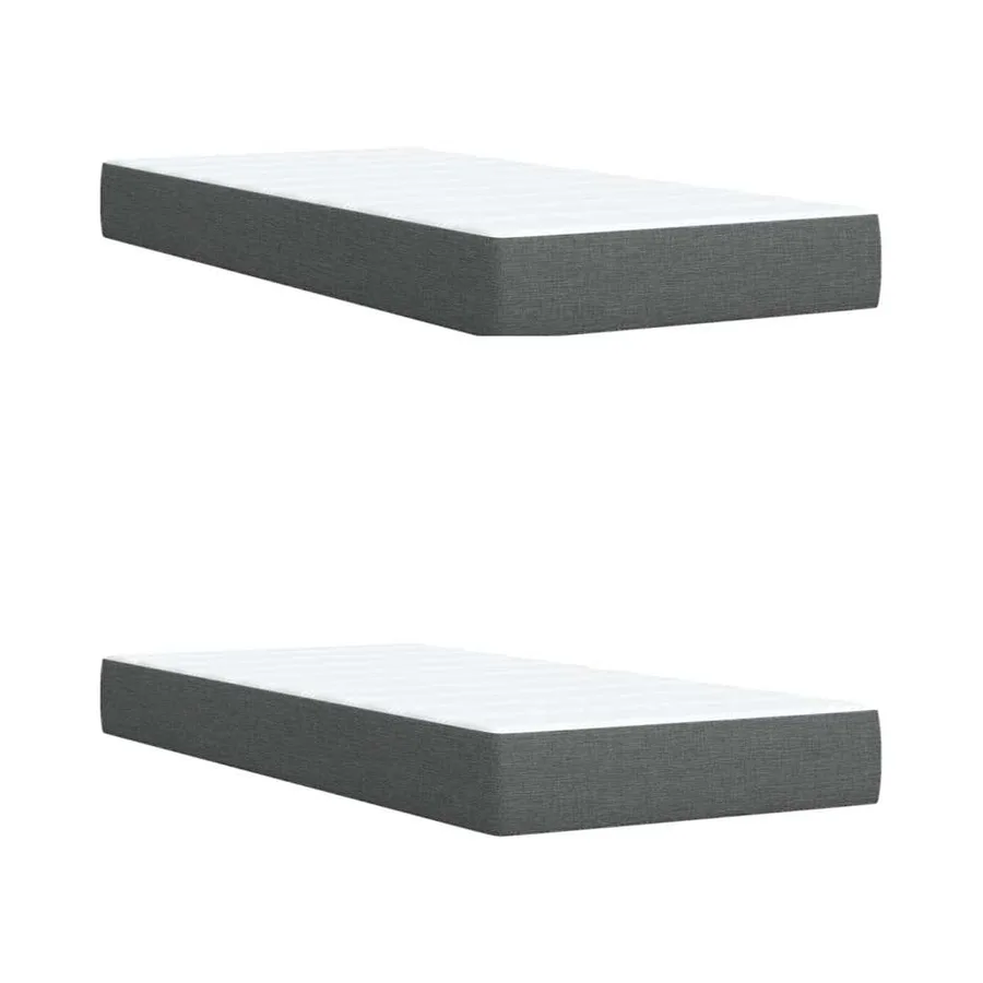 Sommier à lattes de lit avec matelas Gris foncé 200x200cm Tissu - 10