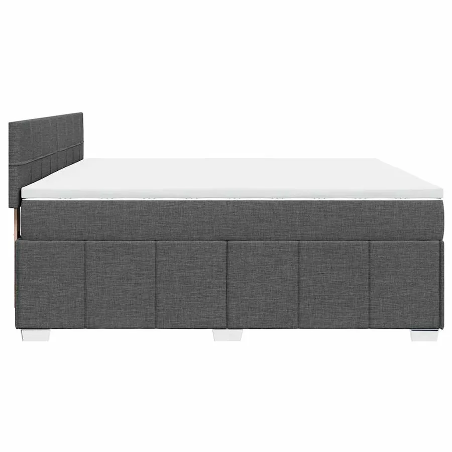 Sommier à lattes de lit avec matelas Gris foncé 200x200cm Tissu - 5