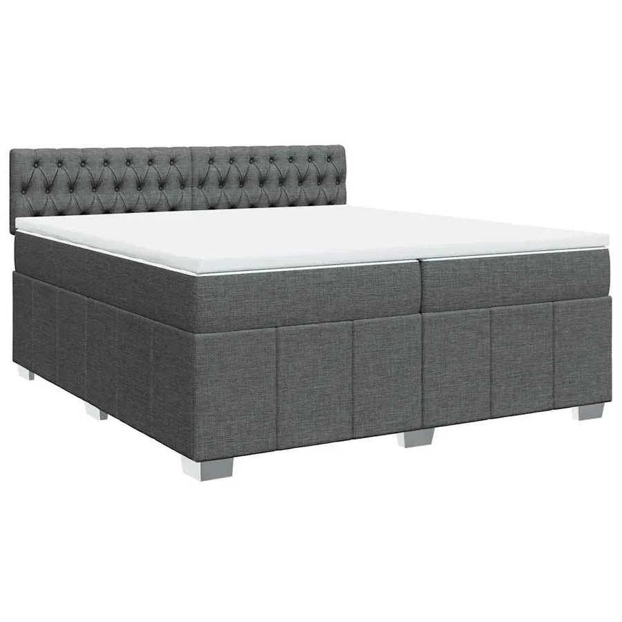 Sommier à lattes de lit avec matelas Gris foncé 200x200cm Tissu - 2