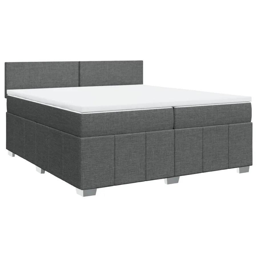 Sommier à lattes de lit avec matelas Gris foncé 200x200cm Tissu - 2