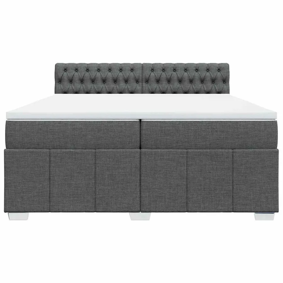 Sommier à lattes de lit avec matelas Gris foncé 200x200cm Tissu - 6
