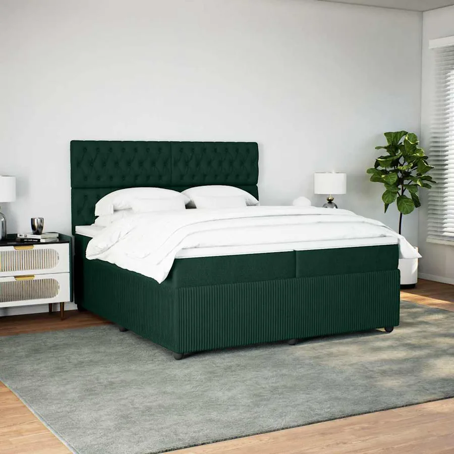 Sommier à lattes de lit et matelas Vert foncé 200x200cm Velours - 3