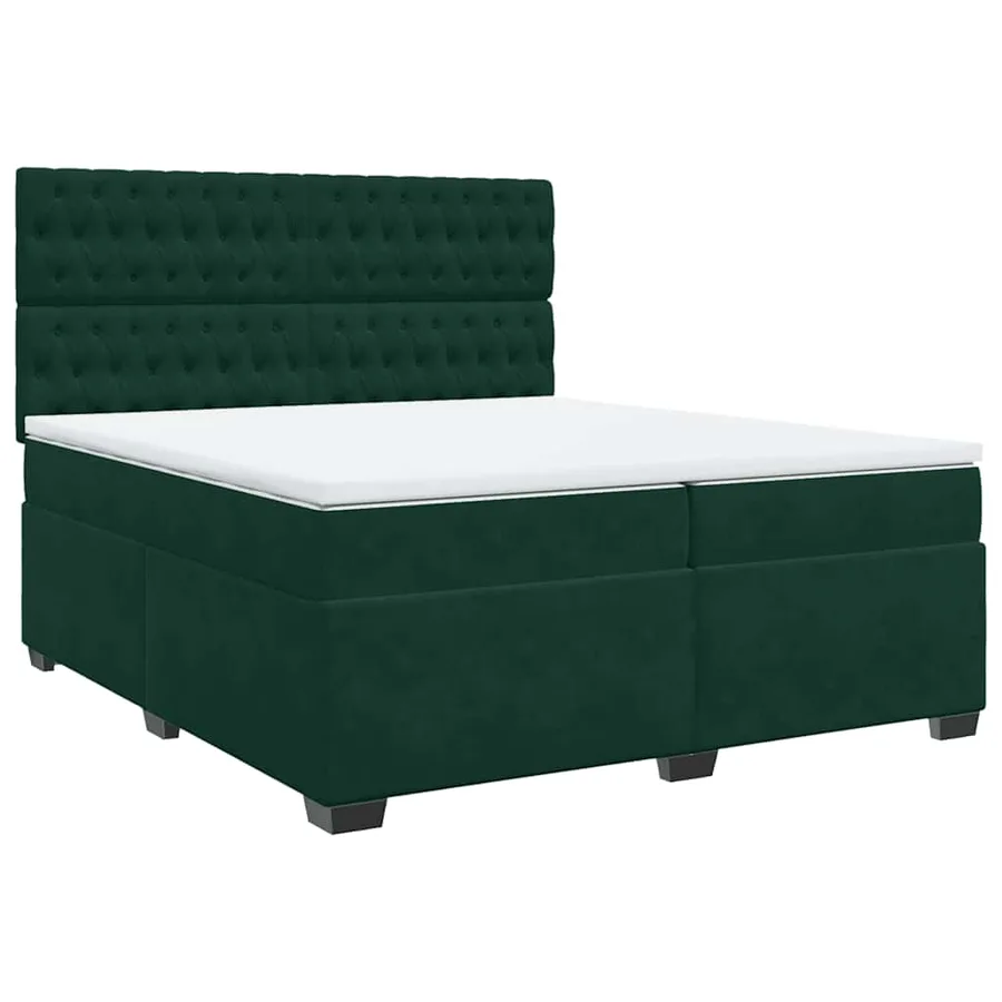 Sommier à lattes de lit et matelas Vert foncé 200x200cm Velours - 3