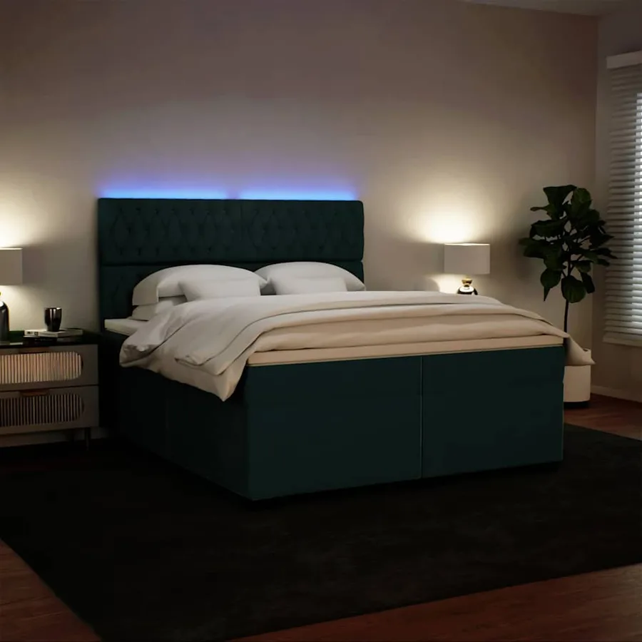 Sommier à lattes de lit et matelas Vert foncé 200x200cm Velours - 4