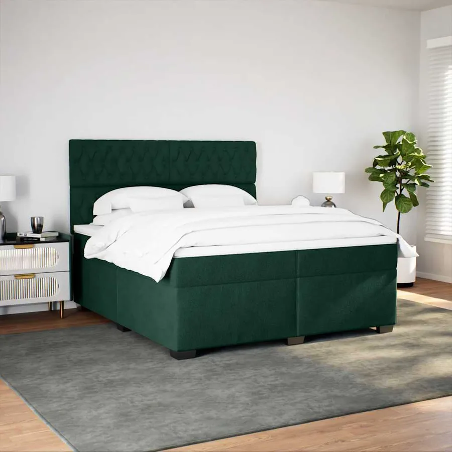 Sommier à lattes de lit et matelas Vert foncé 200x200cm Velours - 5