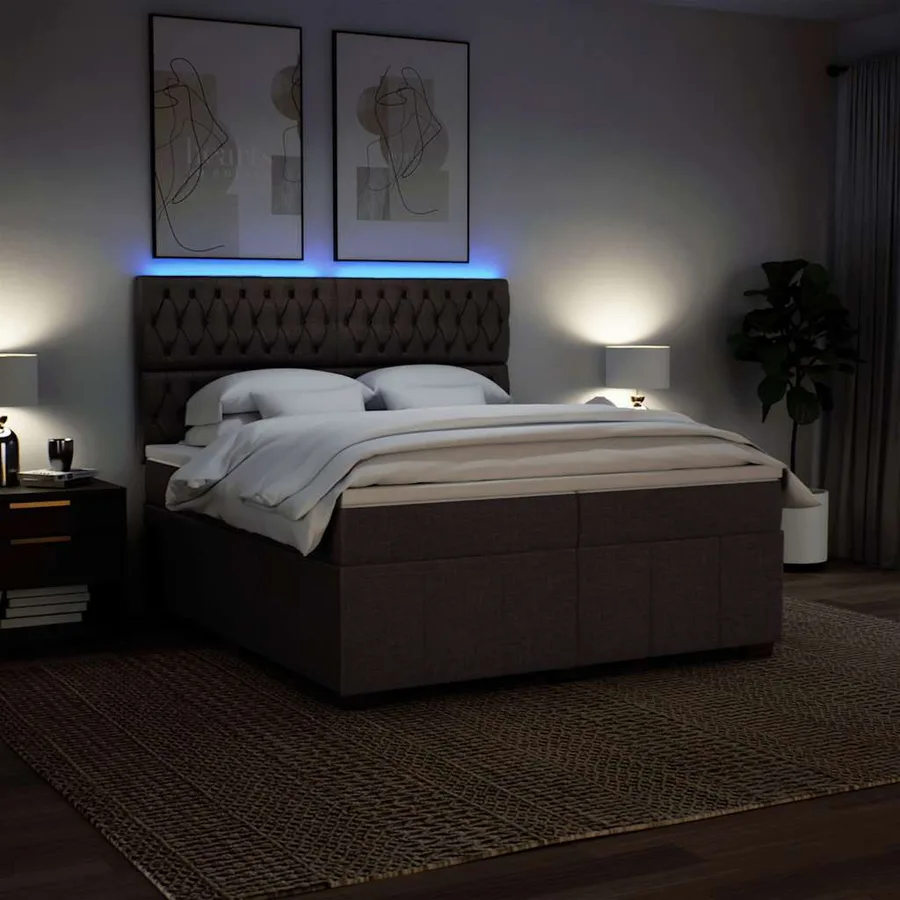 Sommier à lattes de lit avec matelas Marron foncé 200x200 cm - 4