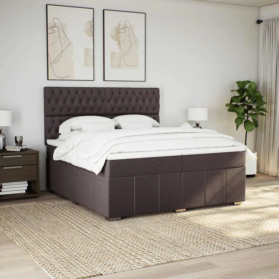 Sommier à lattes de lit avec matelas Marron foncé 200x200 cm - 5