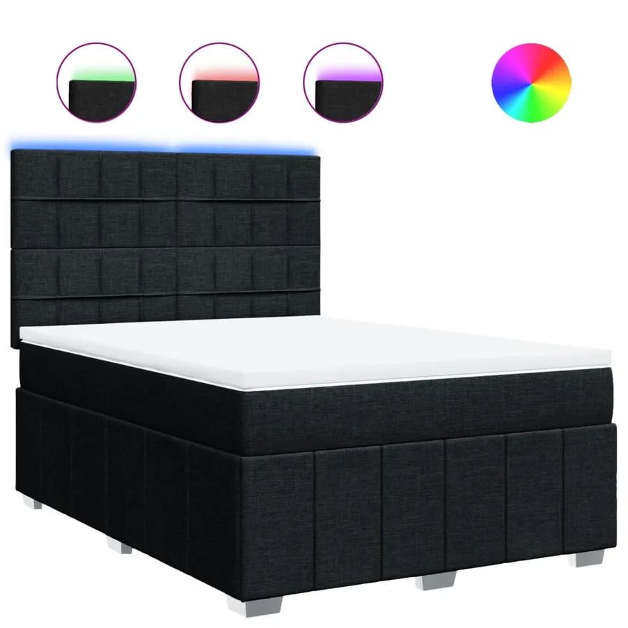 Sommier à lattes de lit avec matelas Noir 140x190 cm Tissu - 2