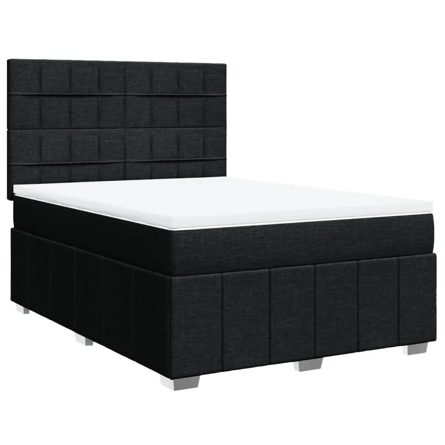 Sommier à lattes de lit avec matelas Noir 140x190 cm Tissu - 3