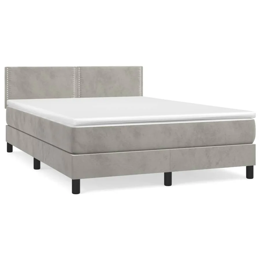 Sommier à lattes de lit et matelas Gris clair 140x190cm Velours - 2