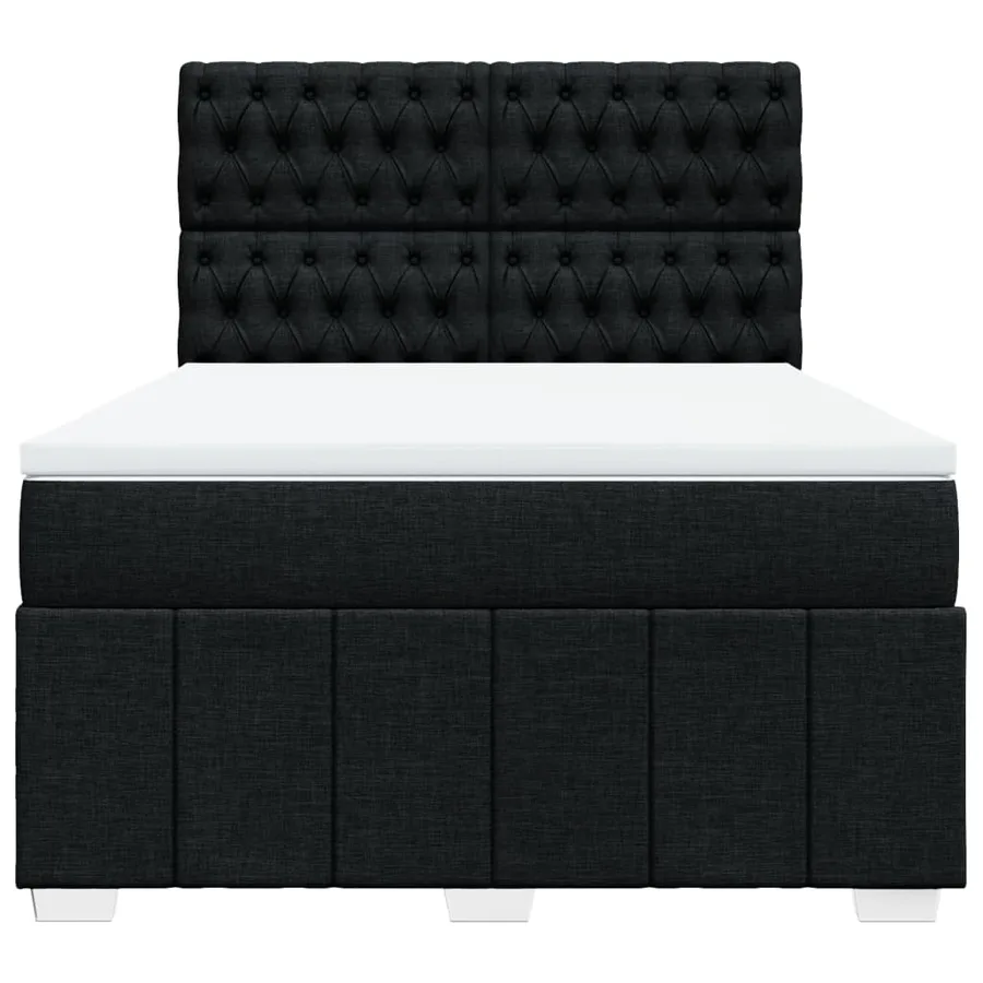 Sommier à lattes de lit avec matelas Noir 140x190 cm Tissu - 4