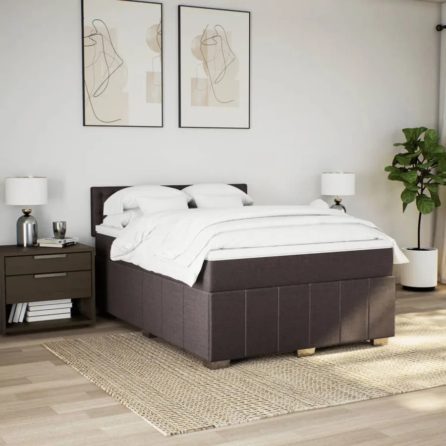 Sommier à lattes de lit avec matelas Marron foncé 140x200 cm - 3