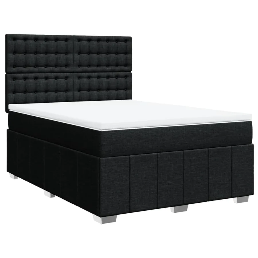 Sommier à lattes de lit avec matelas Noir 140x190 cm Tissu - 2