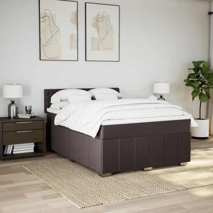 Sommier à lattes de lit avec matelas Marron foncé 140x200 cm - 5