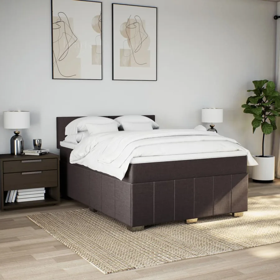 Sommier à lattes de lit avec matelas Marron foncé 140x200 cm - 5