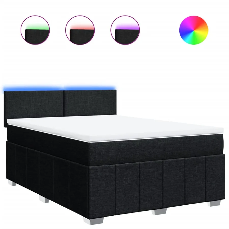 Sommier à lattes de lit avec matelas Noir 140x190 cm Tissu - 2