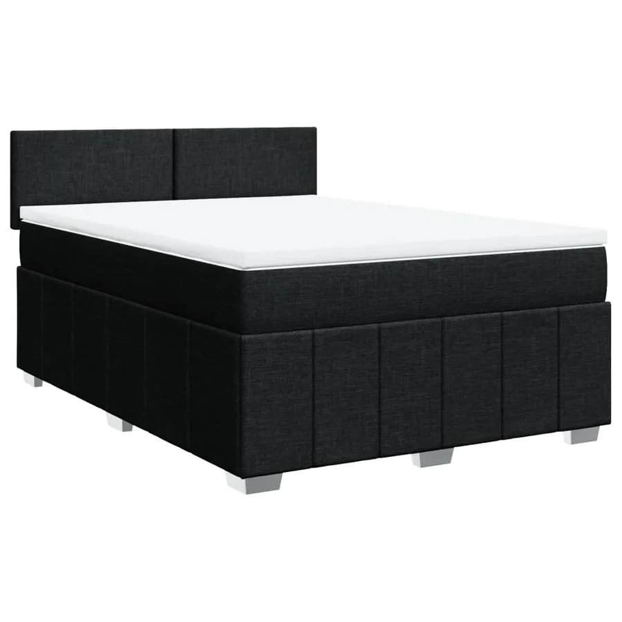 Sommier à lattes de lit avec matelas Noir 140x190 cm Tissu - 3